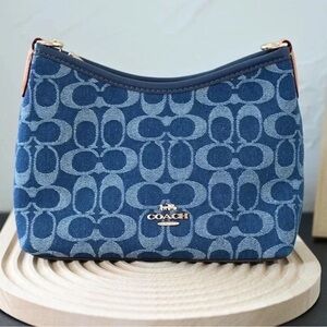 Coach Denim Blue Signature Shoulder Bag